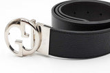 Gucci Black & Brown Leather Reversible Belt With Silver Tone Buckle Eb1225lxzdu