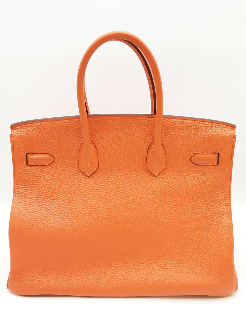 Hermes Birkin 35 Orange Togo Palladium Handbag Do0325crxzde