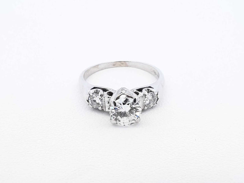 1.2 Cttw Diamond & 14k White Gold Three-stone Ring 3.1 Grams Size 7 Fw0625cxzdu