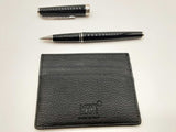 Montblanc Black Leather Card Holder And Pen Set Do0125oxzde