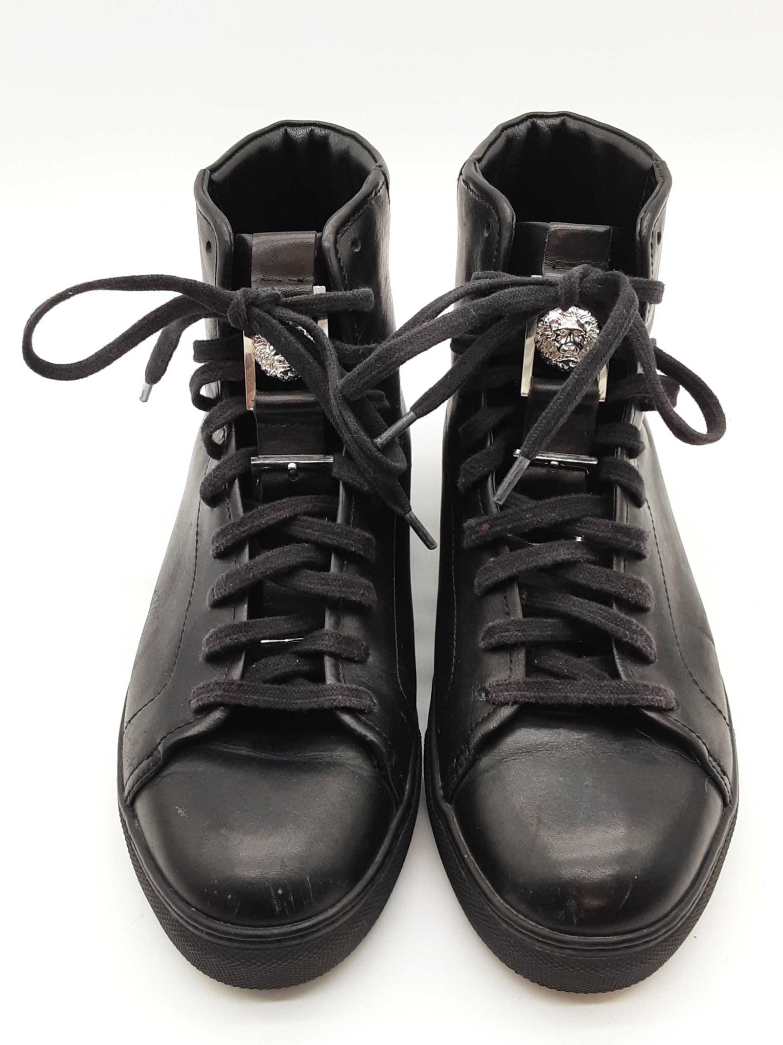 Versace Donna Lion Head Black Leather Shoes Size Eu 37.5 Versace Donna Lion Head Black Leather Shoes Size Eu 37.5