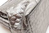 Balenciaga Editor Xs Metallic Silver Crocodile Embossed Clutch Eb0326prxde