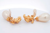 Chanel Cc Crystal Gold Tone Turnlock & Faux Pearl Clip On Earrings Eb1225irxdu
