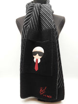 Fendi X Karl Lagerfield Black Woven Snap Pocket Scarf Do1225lcrde
