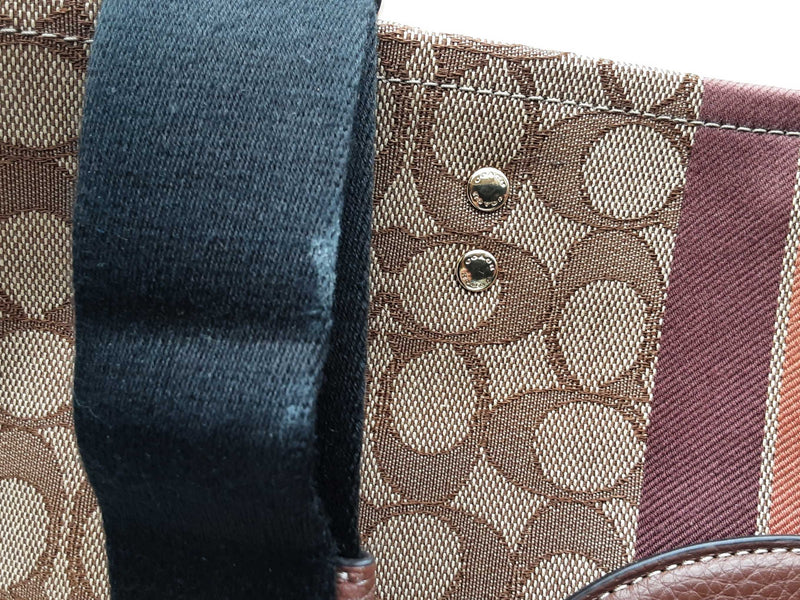 Coach Dempsey 40 Brown Signature Canvas Stripe Large Tote Bag Do1125rxde