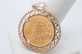 1982 Panda 99.9% Gold Coin Pendant Set In 14k Yellow Gold 11.1 Grams Eb0726erxsa
