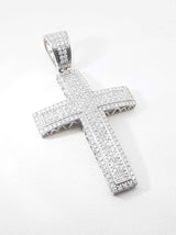 4.15 Cttw Diamond & 14k White Gold Cross Pendant 11.9 Grams Fw0826lsxzdu