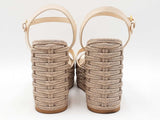 Valentino Garavani Vlogo Calfskin Cut Out Wedge Sandals Size 7.5 Sd0726lzxdu