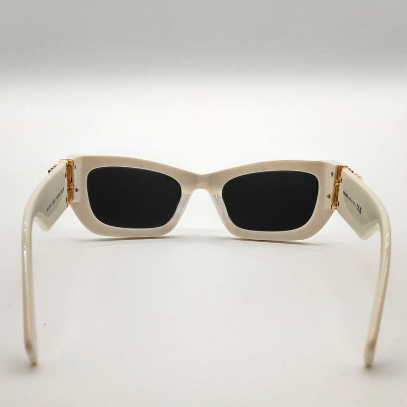 Miu Miu Smu 09w White & Gold Cat Eyed Sunglasses Lh1124crde