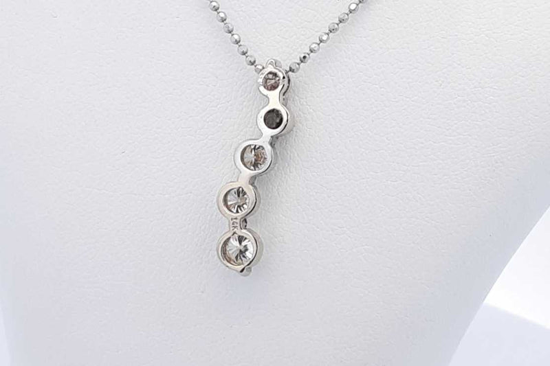 Approx. 1ctw Diamond Journey Pendant With Chain 14k White Gold 4g Eb0524prxsa