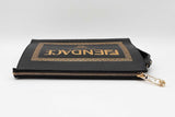Fendi X Versace Logo Wristlet Clutch In Black Leather Fw1225orzdu