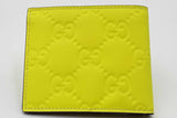 Gucci Neon Yellow Rubber Effect Gg Embossed Bifold Wallet Eb0326lpxdu