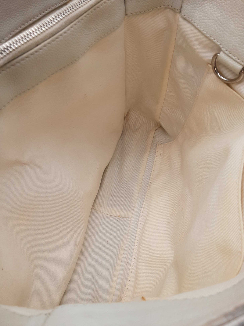 Chanel White Quilted Caviar Leather Shopping Tote Bag Do0725lcxzde