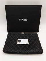 Chanel Boy O Black Leather Zipper Clutch Do0325exzde
