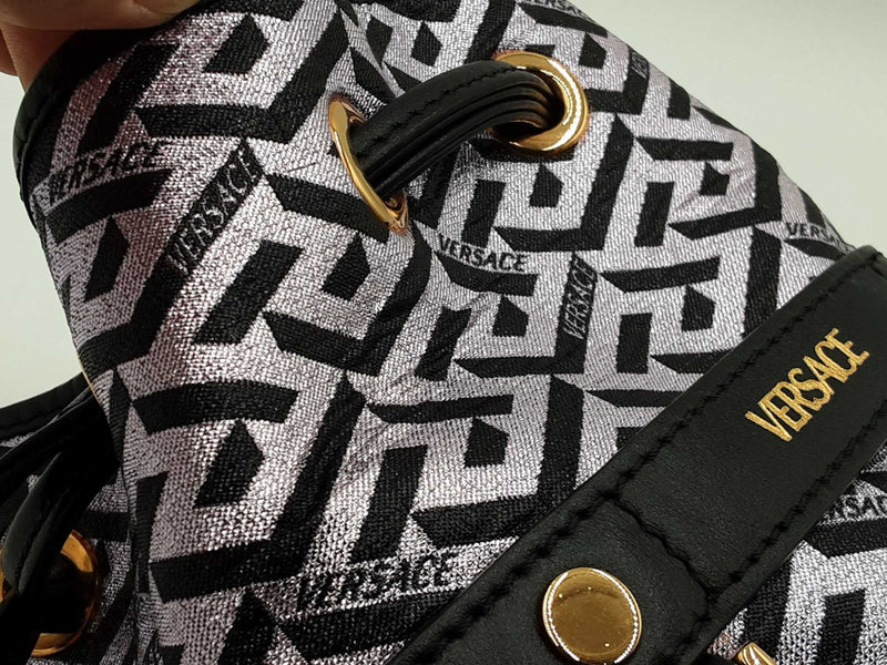 Versace La Greca Signature Glitter Print Bucket Bag Fw0825wzxdu