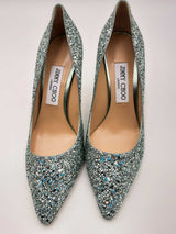 Jimmy Choo Miami Mint Glitter Romy Size 37.5 Eb0823lcrsa