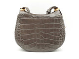 Tory Burch Lee Radziwill Croc-embossed Gray Leather Saddle Bag Fw0225pzdu