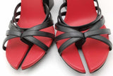 Burberry Hove Black & Red Leather Thong Ankle Strap Heels Size 39 Eb0926crsa