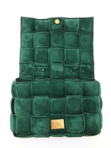 Bottega Veneta Padded Chain Cassette Bag In Emerald Green Suede Fw0926eordu