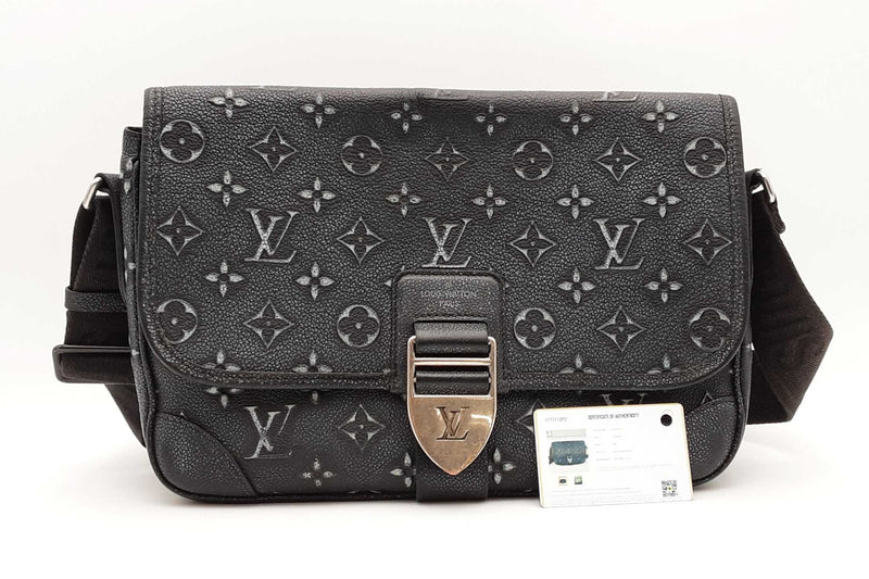 Louis Vuitton Cowhide Faded Monogram Archy Charcoal Messenger Sd0225lrzxsa