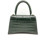 Balenciaga Hourglass Green Embossed Crocodile Leather Shoulder Bag Do0924rxzde