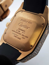 Santos De Cartier 100 Chronograph 10.06 Cttw Diamond & 18k Yellow Gold 41mm Automatic Watch 239 Grams Fw0825rxzxdu