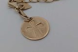 14k Yellow Gold Link Bracelet With Cross Medallion Charm 2.4 Grams 7 Inch Eb0926lxzsa