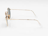 Ray-ban Round Metal Sunglasses In Arista Gold-tone With Green Lenses Fw1026czdu