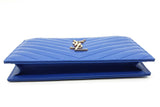Ysl Cassandra Chevron Quilted Cobalt Leather Double Zip Clutch Wallet Eb1225irxde