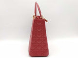 Christian Dior Lambskin Cannage Large Lady Dior Red Handbag Aa0926srzsa