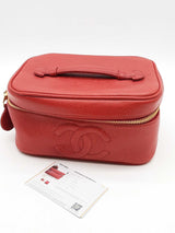 Chanel Red Caviar Leather Vanity Case Eb1225prxde