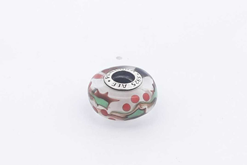 Pandora Christmas Holly Murano Glass Charm Sterling Silver 3.2 Grams Eb0425isa