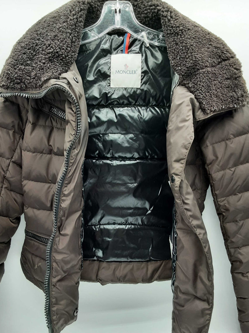 Moncler Frene Brown Lamb Sheer Puffy Bomber Jacket Do0924lrxde