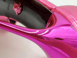 Versace Pinpoint Stiletto Heel Sandals In Mirrored Fuschia Size Eu 39 Fw0225rzdu