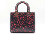 Christian Dior "I Love Paris" Medium Lady Dior Bag In Navy Leather Fw0926lwxzdu