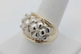 0.13cttw Diamond Quilted Lattice Ring In 14k Gold 10.1 Grams Size 8 Eb0926irxsa