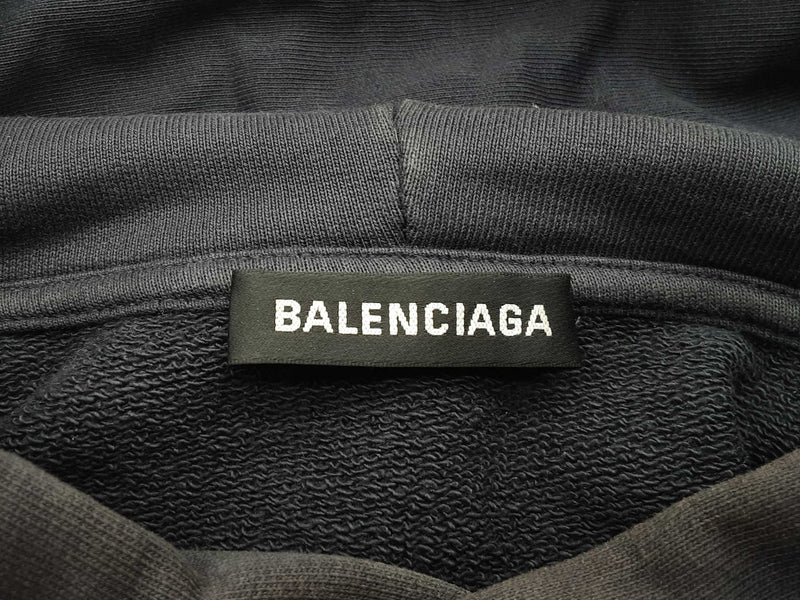Balenciaga Campaign Logo Navy Blue Cotton Pullover Hoodie Size Xs Do0325oxzde