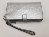 Michael Kors Jet Set Silver Double Zip Wristlet Tech Wallet Do0425lrde
