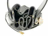 Versace La Medusa Charm Black Satin & Leather Mini Bucket Bag Fw1224pxzsa