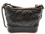 Chanel Gabrielle Quilted Black Aged Leather Crossbody Hobo Bag Do1025lrxzde