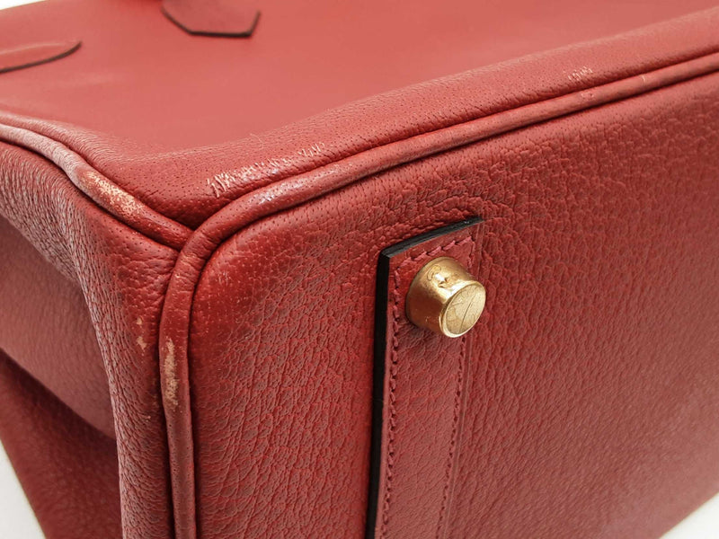 Hermes Birkin 35 Rouge Red Buffalo Skipper Gold Hardware Handbag Do0125exzxde