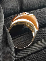 Tiger's Eye & Diamond Inlay Ring In 10k Yellow Gold 4.6g Size 6.5 Fw0426lexdu