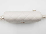 Chanel Mini Wallet On "Maxi Pearls" Chain In White Leather Fw1225srxdu