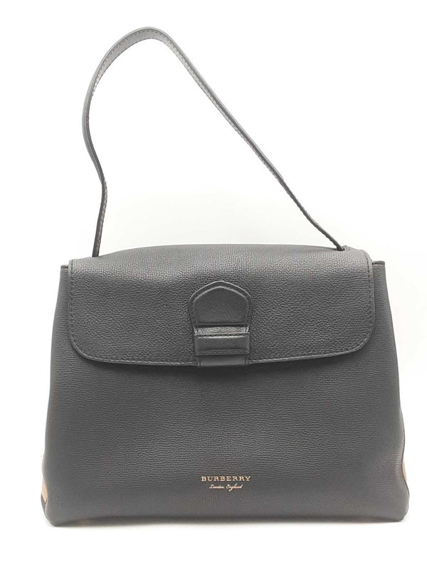 Burberry Derby House Check Camberley Black Leather Tote Bag Eb0225wxzsa
