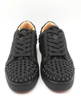 Christian Louboutin Louis Junior Spikes Black Suede Sneakers  Sz 40 Fw0426lcrdu