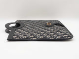 Christian Dior Foldover Clutch In Navy Blue Oblique Canvas & Leather Fw1225wrxdu