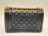 Chanel Caviar Leather Small Boy Bag In Navy Blue Fw1124orxzsa