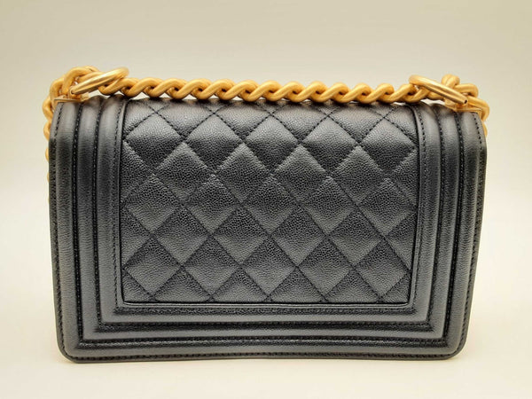 Chanel Caviar Leather Small Boy Bag In Navy Blue Fw1124orxzsa