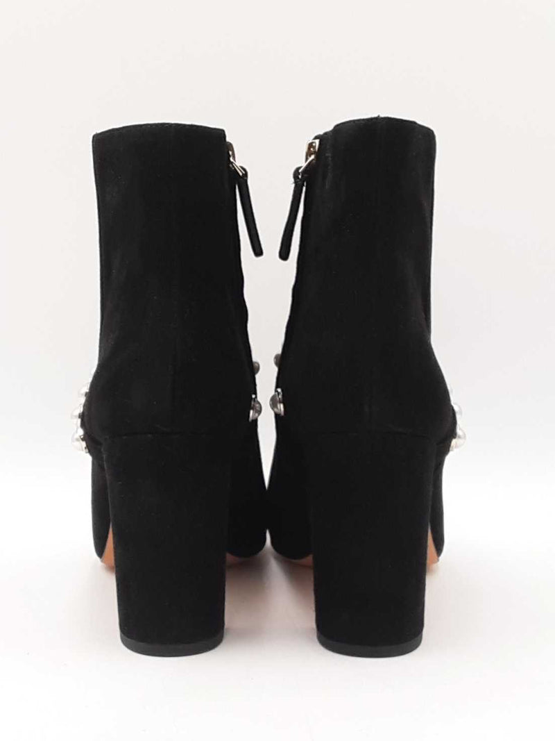 Kate Spade Stunner Faux Pearl Booties In Black Suede Size Us 9.5b Fw0725ixdu