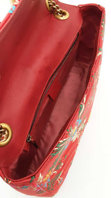 Gucci Marmont Medium Shoulder Bag In Red Silk Jacquard Fw0826crzdu